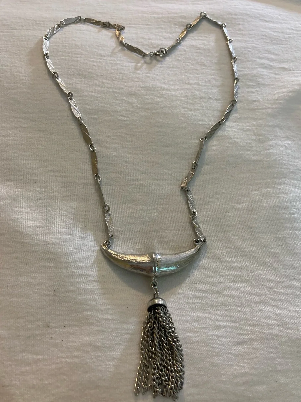 Vintage Silver Tone Fancy Chain Necklace